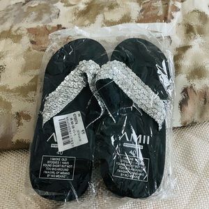 Black flops with sequin embellishments